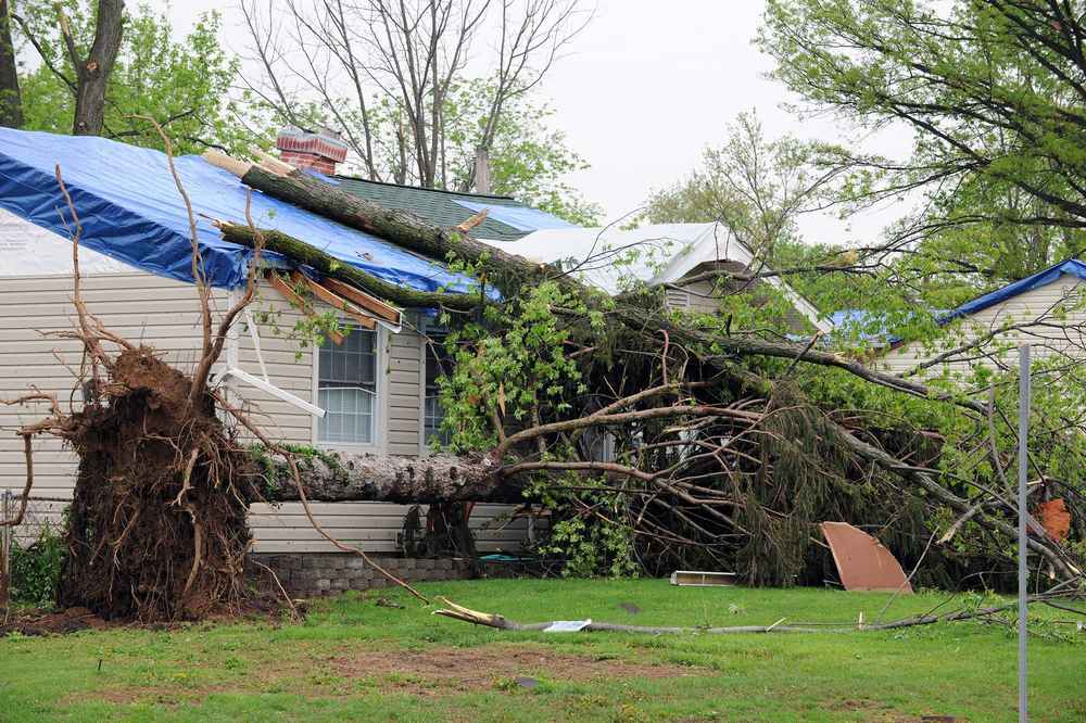 storm damage on roof